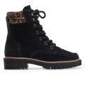 Paul Green Women's Duke Boot Black Sahara Leopard Nubuck