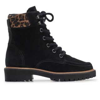 Paul Green Women's Duke Boot Black Sahara Leopard Nubuck