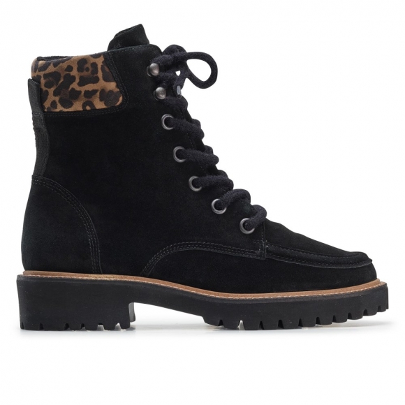 Paul Green Women's Duke Boot Black Sahara Leopard Nubuck