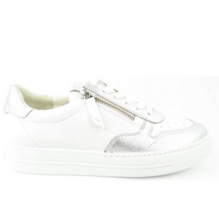 New Arrivals Paul Green Women's Nappa Calf Clay White Low Sneakers in White and Silver