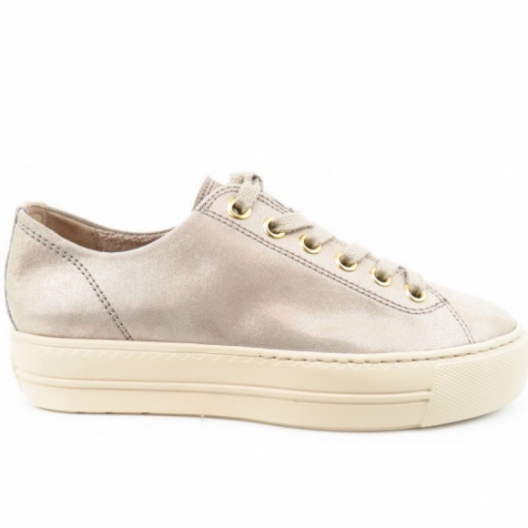 New Arrivals Paul Green Women's Velvet Goat Metallic Cachemire Low Sneakers in BeigeMetallic