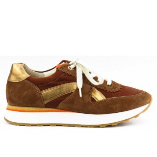 New Arrivals Paul Green Women's Nubuck Nut/Cigar Sneakers in Nut/Cigar Combination.
