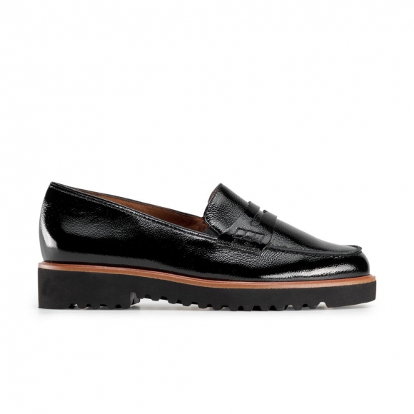 Paul Green Women's Carmel Loafer Black Crinkled Patent