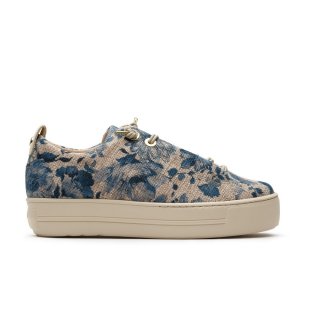 Paul Green Women's Desi Sneaker Blue Flower Canvas