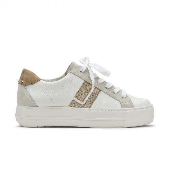 Paul Green Women's Dove Sneaker White Sand Glitter Combo
