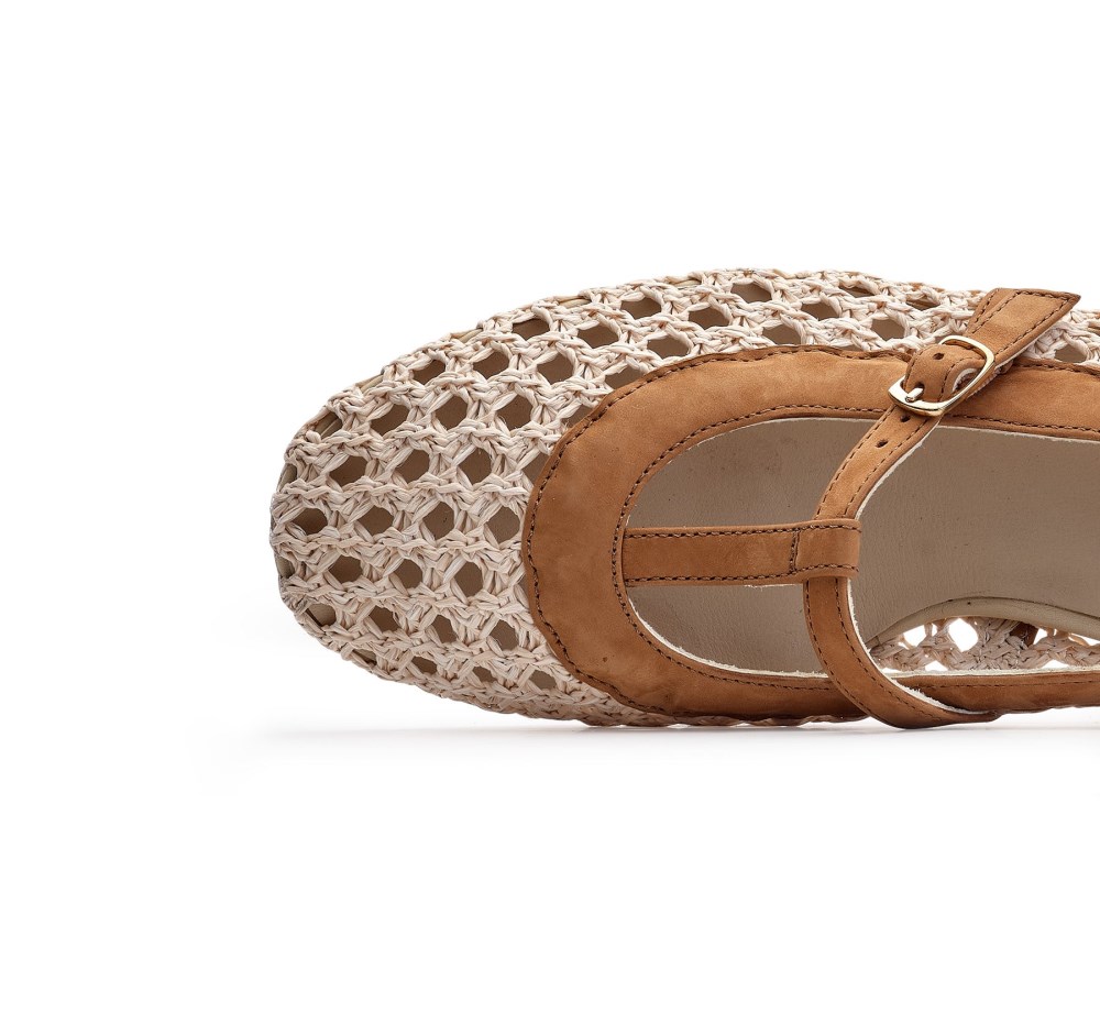 Paul Green Women's Anabele Flat Royal Natural Sisal Nubuck